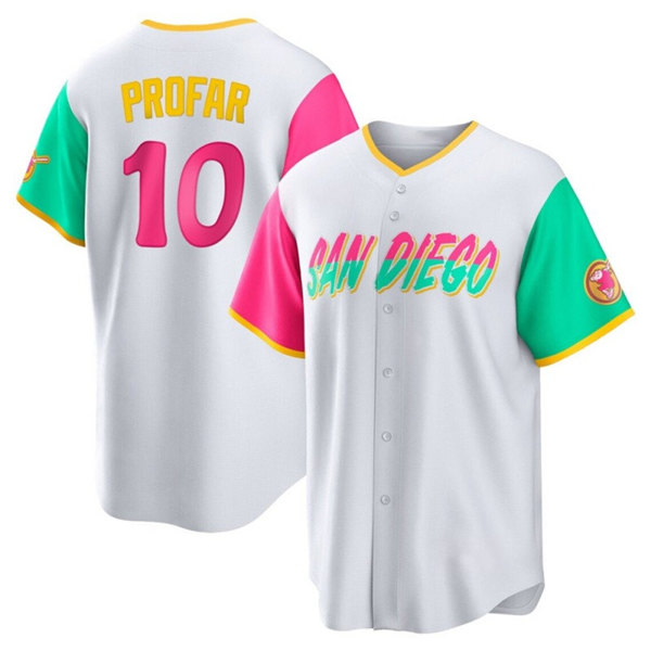 Men's San Diego Padres #10 Jurickson Profar 2022 White City Connect Cool Base Stitched Jersey